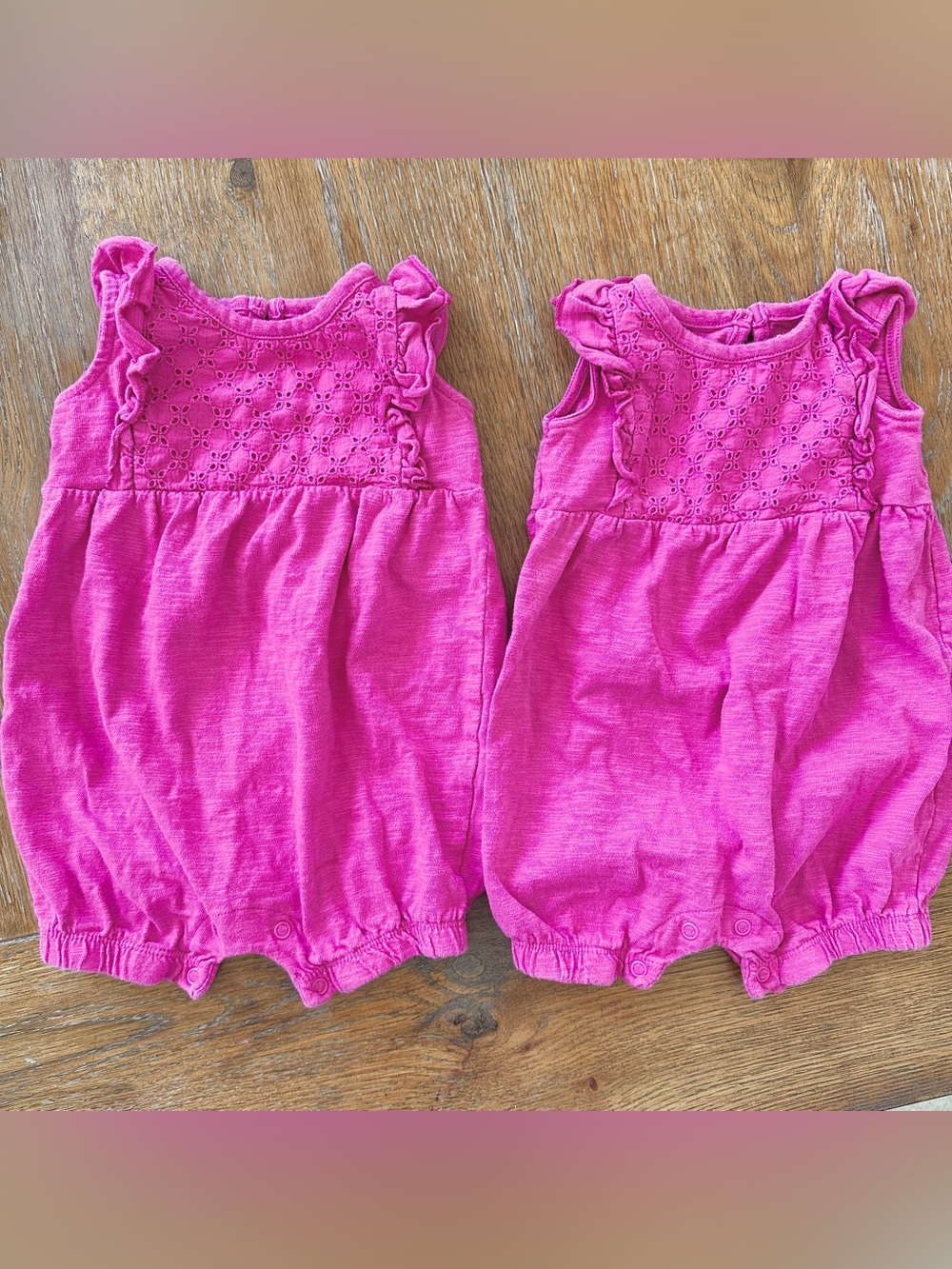 Twin girls summer clothing Carter's pink eyelet flutter romper